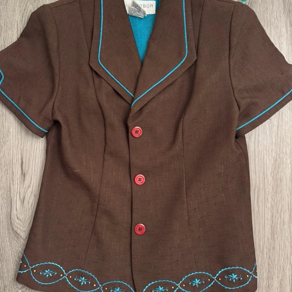 Sag Harbor Teal and Brown Blazer